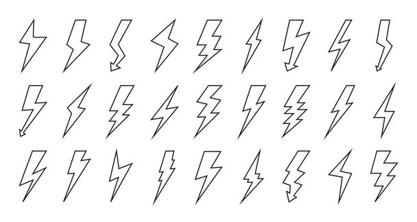 Set vettoriale flash icona fulmine contorno nero
 - Vettoriali, immagini