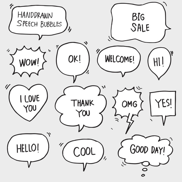 conjunto de discurso dibujado a mano burbuja cómica con texto
 - Vector, imagen