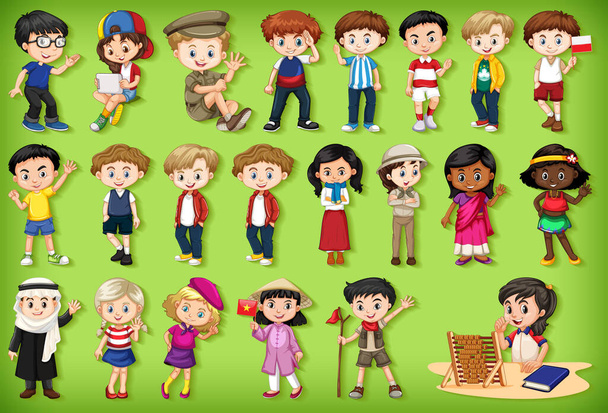 Gran conjunto de niños que realizan diferentes actividades ilustración
 - Vector, imagen
