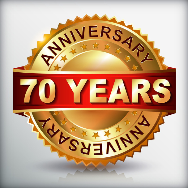 70 years anniversary gold label Royalty Free Vector Image