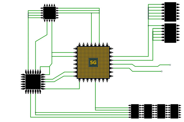 Chip astratto della CPU con collegamento del circuito stampato
. - Foto, immagini