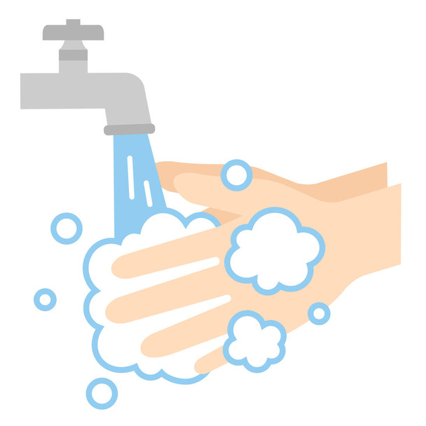 washing hands with soap and running water. Health care concept - Vector, Image