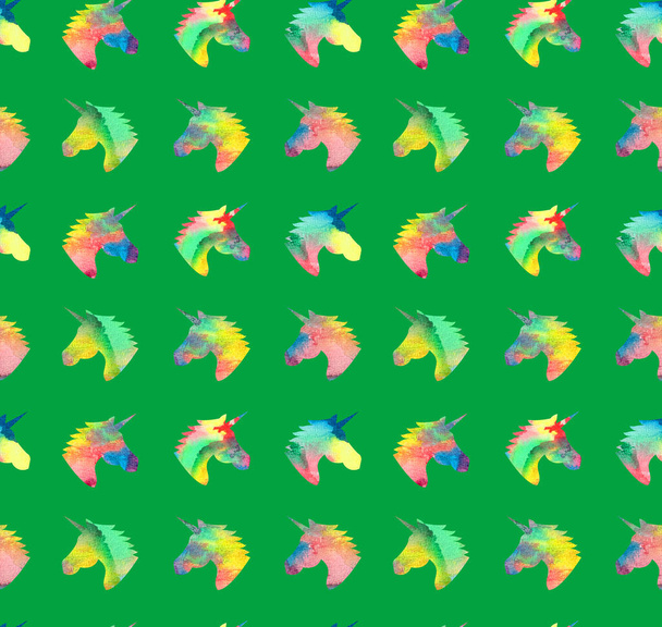 seamless colorful bright pattern with beautiful unicorns  - 写真・画像