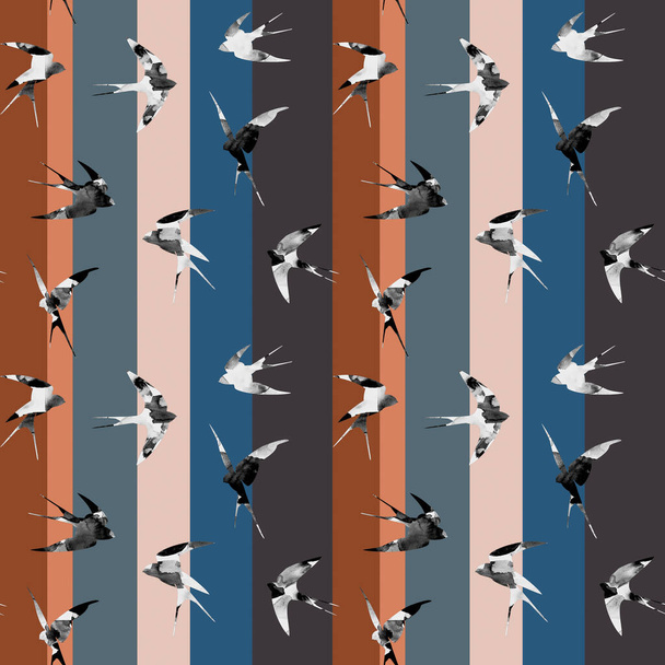 бесшовный яркий узор с птицами - Фото, изображение