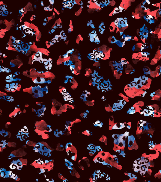 hand drawn seamless colorful bright pattern with leopard spots - Foto, Bild