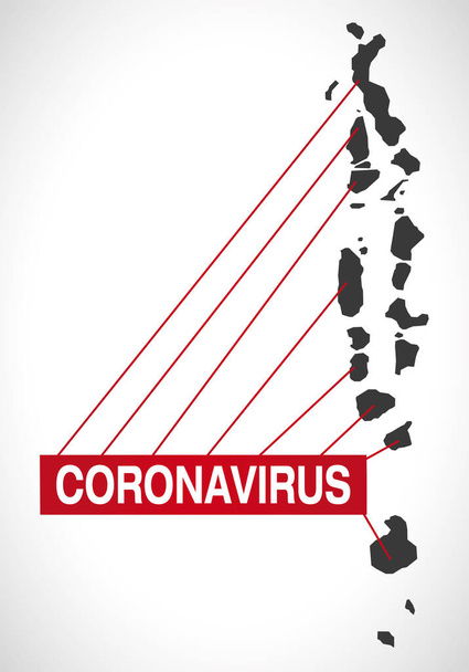 Mapa Malediv s ilustrací varování před koronavirem - Vektor, obrázek