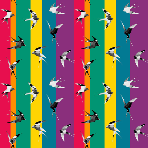 безшовний барвистий яскравий візерунок з птахами
 - Фото, зображення