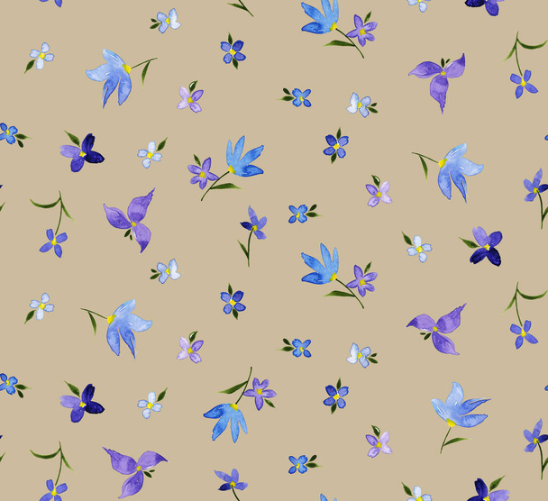hand drawn seamless colorful bright pattern with flowers  - 写真・画像