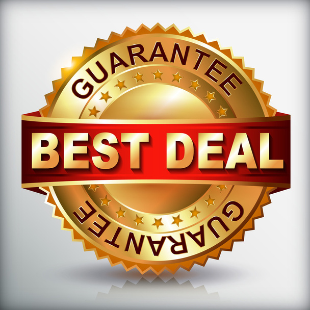 beste deal garantie gouden etiket - Vector, afbeelding