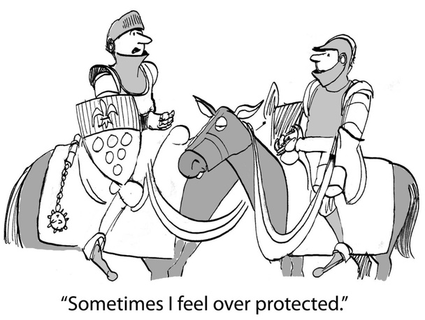 Cartoon illustration - Sheltered Knight
 - Фото, изображение