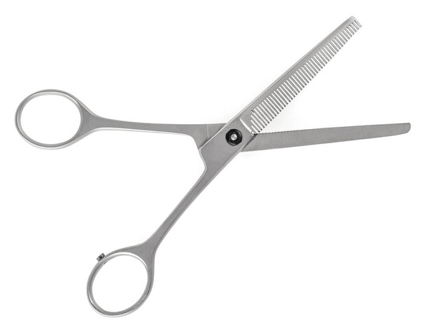 Срібні ножиці для волосся ізольовані на білому тлі
 - Фото, зображення