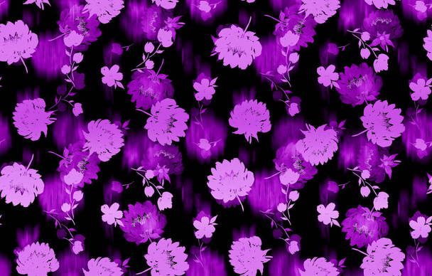 hand drawn seamless colorful bright pattern with colorful flowers - Foto, afbeelding