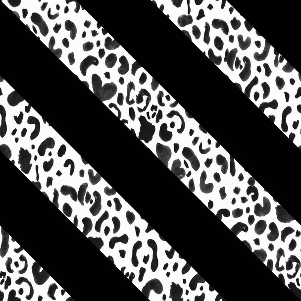 handgetekend naadloos kleurrijk helder patroon met luipaardvlekken in diagonalen  - Foto, afbeelding