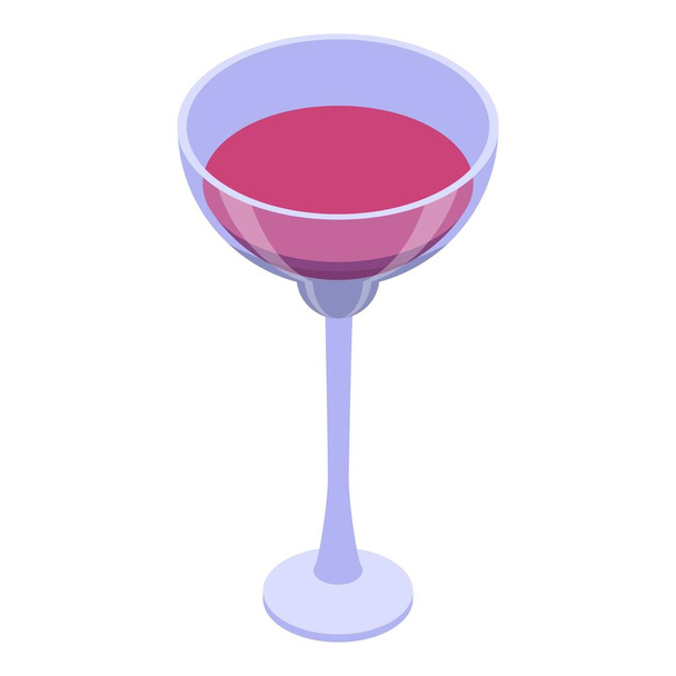 Full red wine glass icon, isometric style - Vecteur, image