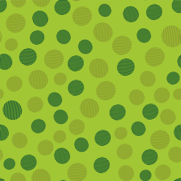 Green spots dots with outcut stripes on green background. Vector pattern. - Vector, Image
