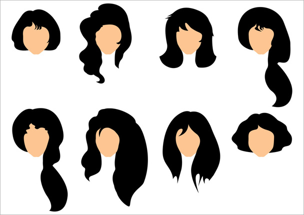 Peinado de pelo negro para mujer
 - Vector, Imagen