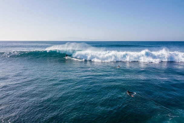 surfer rides a wave in the atlantic ocean - Foto, Imagem