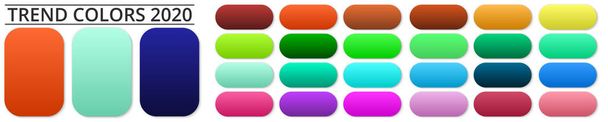 2020 χρωματική παλέτα τάσης. Σύνολο χρωματικών κλίσεων για σχεδιασμό. Εικονογράφηση διανύσματος - Διάνυσμα, εικόνα