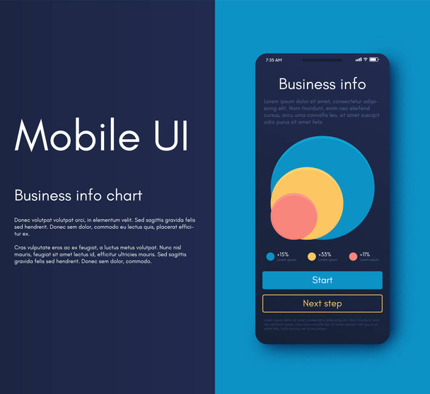 Mobilní aplikace infographic interface. Ui design, vektorová ilustrace. Infographics for web and mobile app - Vektor, obrázek