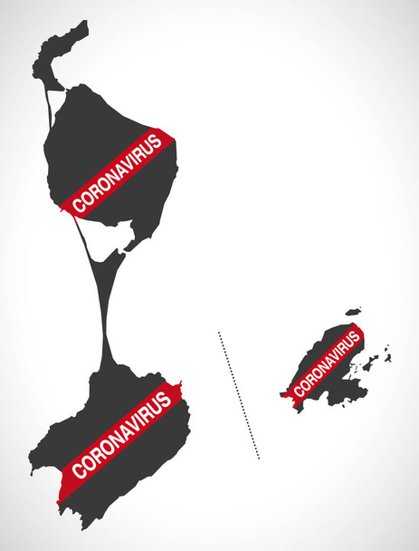 Saint Pierre and Miquelon map with Coronavirus warning illustration - Vector, Image