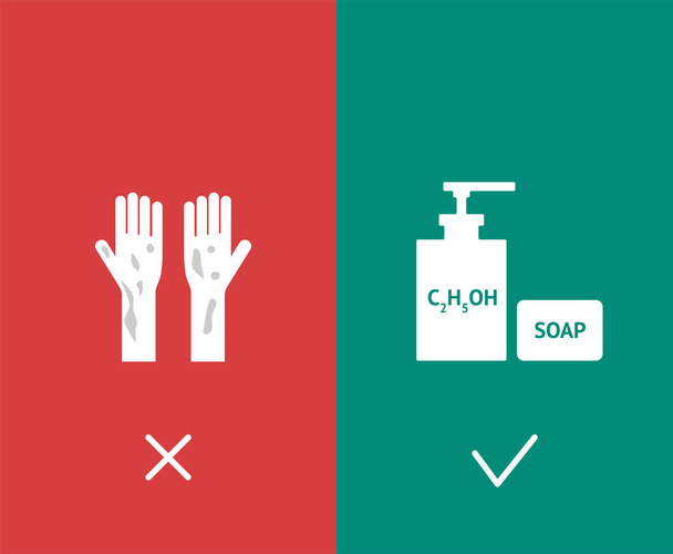 COVID-19 Präventionstipp Waschen Sie Ihre Hände - Vektor, Bild