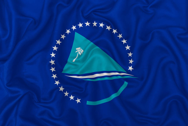 Секретариат Тихоокеанского сообщества флаг на волнистом шелковом текстильном фоне
. - Фото, изображение
