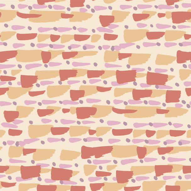 Nude and pale orange hues abstract brush stroke seamless pattern for background, wrap, fabric, textile, wrap, surface, web and print design. Summer vibes dynamic repeatable motif for garment industry - Vector, Image