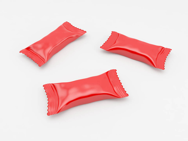 キャンディ用の赤い梱包。3Dレンダリングイメージ. - 写真・画像
