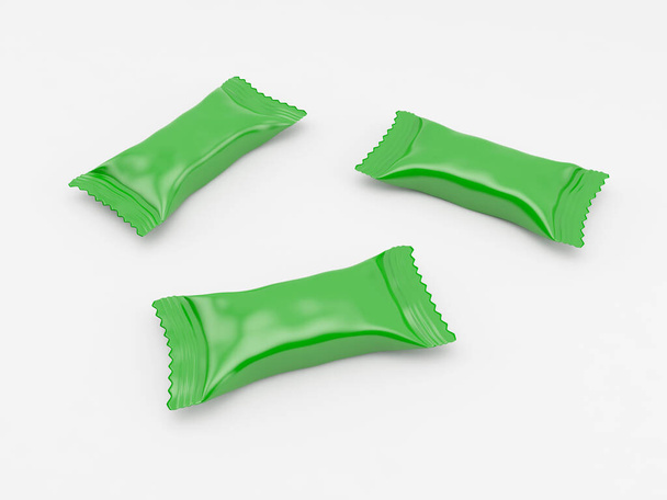 Green packing for candy. 3d render image. - Photo, Image
