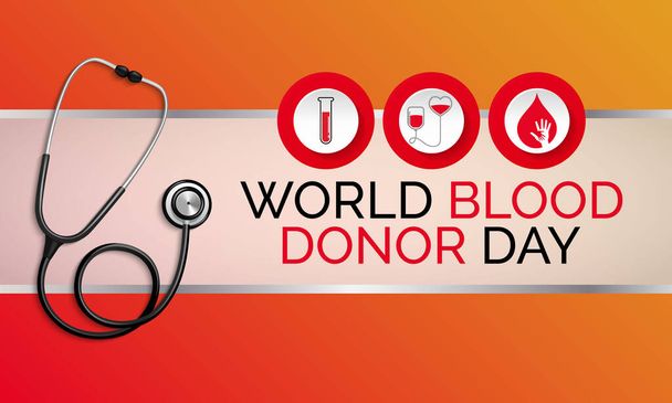 Векторна ілюстрація на тему Всесвітнього дня донорства крові, яка відзначається щороку 14 червня.. - Вектор, зображення