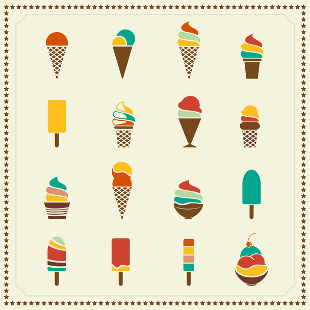 Vintage retro ice cream icons - Vector, Image