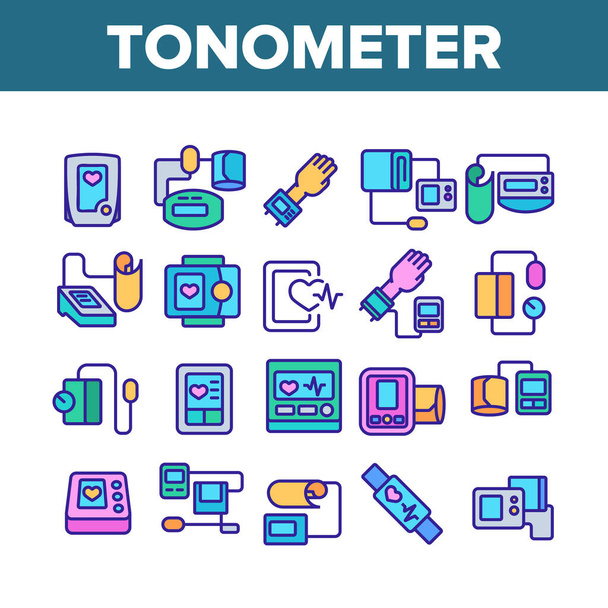 Ensemble d'icônes de collection d'équipement de tonomètre vectoriel
 - Vecteur, image