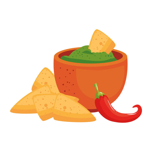 Nachos mexicanos chili e desenho vetorial tigela
 - Vetor, Imagem