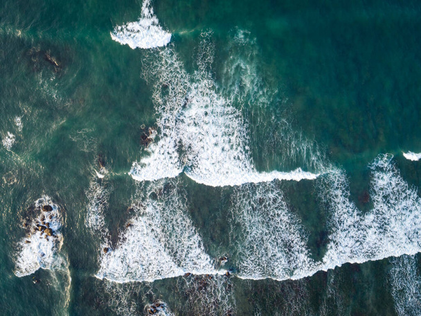 Aerial drone view of beautiful sea waves surface   - Zdjęcie, obraz