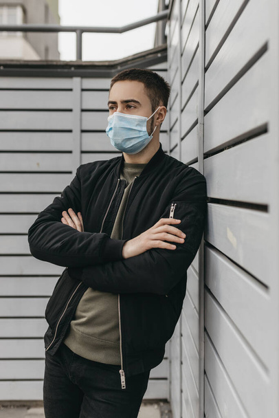 Man in mask during virus COVID-19 - 写真・画像