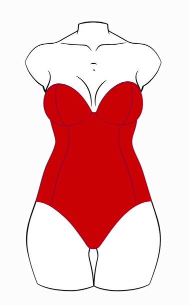 women's closed swimsuit with cuts on the model - Vettoriali, immagini