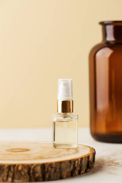  Skin care. Cosmetic oil, face serum with space for text. Vertical photo. - Foto, afbeelding