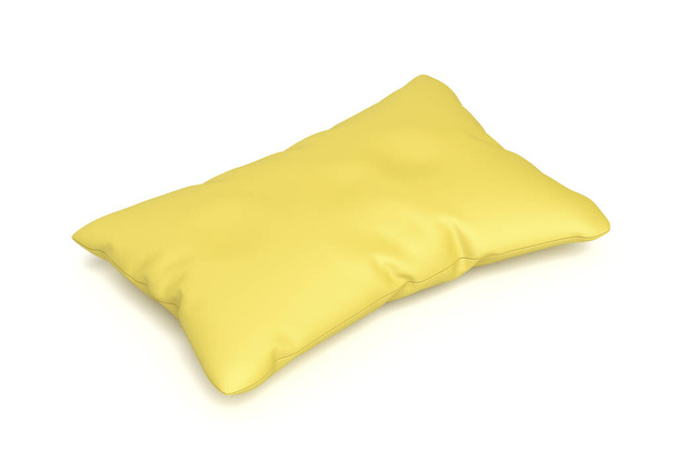 Bequemes gelbes Kissen isoliert auf weißem Hintergrund - Foto, Bild