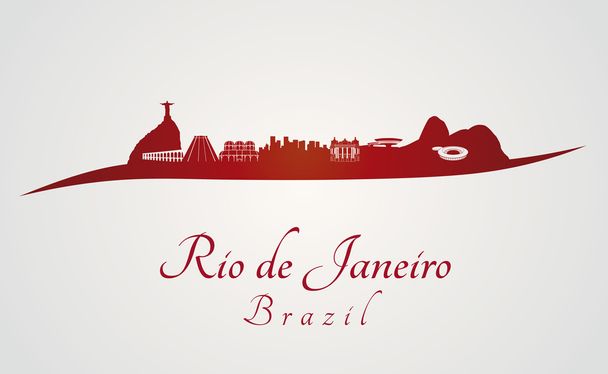 Rio de janeiro skyline in het rood - Vector, afbeelding