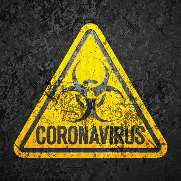 Coronavirus road sign grunge texture background. Vector illustration. - Vector, Image