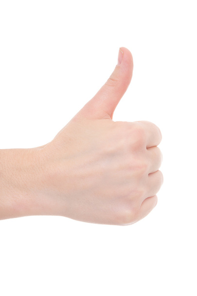female hand thumbs up isolated on white - Photo, Image