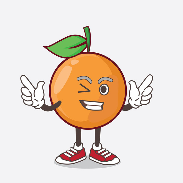 Een illustratie van Clementine Orange Fruit cartoon mascotte karakter met knipperend oog - Vector, afbeelding