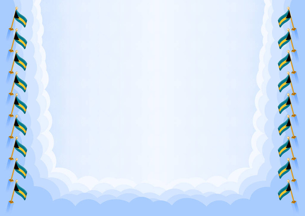Horizontal  frame and border with Bahamas flag, template elements for your certificate and diploma. Vector. - ベクター画像