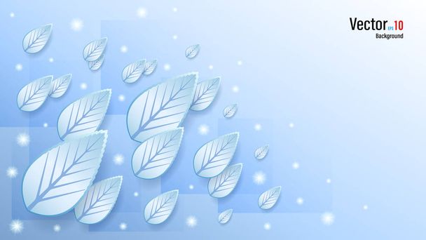 3d blue ice leaves on snow background - ベクター画像