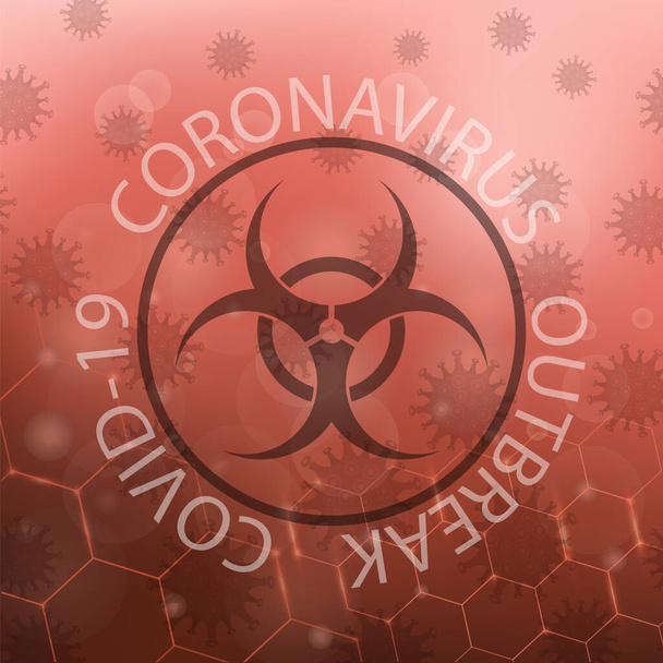 Arrêter le nouveau signe du coronavirus pandémique et le logo du risque biologique sur fond rouge. COVID-19
 - Photo, image