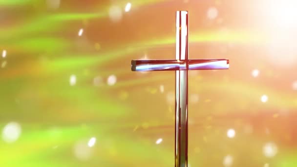 Christliches Kreuz auf hellem Hintergrund, Konzept des Oster- und Weihnachtshintergrundes 3D-Rendering - Filmmaterial, Video