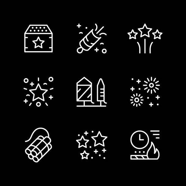 Set line icons of firework - Vector, Image