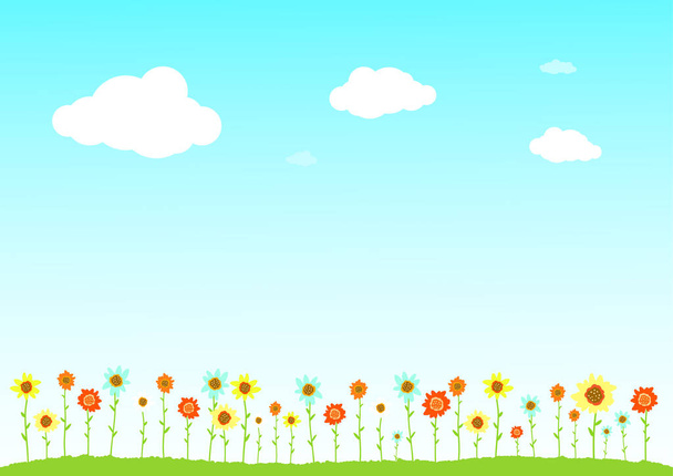 Fond vectoriel nuageux avec les fleurs colorées
. - Vecteur, image