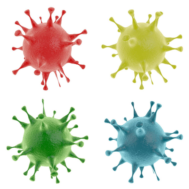 Ένα σύνολο ιών στο σώμα σε ένα απομονωμένο λευκό φόντο. 3D απεικόνιση - Φωτογραφία, εικόνα