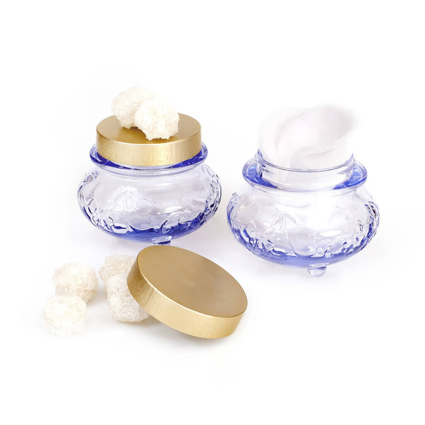 Layout cosmetic jars on a white background - Photo, Image